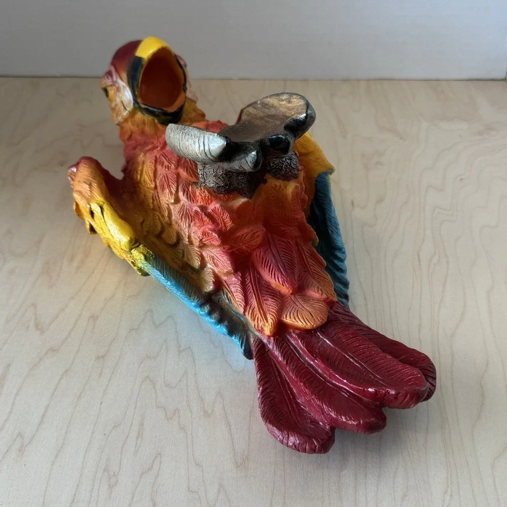 Decorative Drunk Parrot Wine Bottle Holder Caddy Display Multicolor Wood